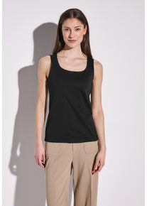 Street One Damen Rundhalsshirt, schwarz, casual, Gr. 38, unifarben, Web, Stoff, 50% Baumwolle, 50% Modal, Shirts, im soften Baumwoll-Mix