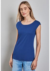 Street One Damen T-Shirt, blau, casual, Gr. 42, unifarben, Web, Stoff, 50% Baumwolle, 50% Modal, Shirts, im soften Baumwoll-Mix