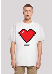 F4NT4STIC Herren T-Shirt "Pixel Herz Good Vibes Happy People", weiß, casual, Gr. XS, Obermaterial: 100% Baumwolle, Shirts, Print