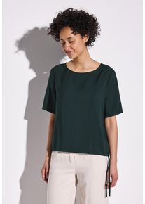 Street One Damen Kurzarmbluse, grün, casual, Gr. 34, unifarben, leicht glänzend, Web, Obermaterial: 88% Viskose, 12% Polyamid, Blusen, mit Tunnelzug