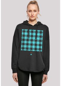 F4NT4STIC Damen Kapuzenpullover "Hahnentritt Karo blau", schwarz, casual, Gr. M, Obermaterial: 100% Baumwolle, Pullover, Print