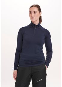 WHISTLER Damen Langarmshirt "Blume", blau, sportlich, Gr. 40, unifarben, 92% Polyester, 8% Elasthan, Shirts, mit Reißverschluss und Stehkragen