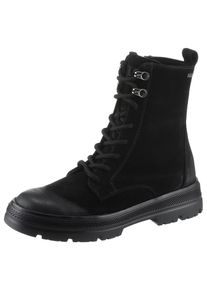 Paul Green Damen Schnürboots, Gr. 41, schwarz, Nubukleder, unifarben, casual, Schuhe, Blockabsatz, Schnürstiefelette, wasserabweisende GORE