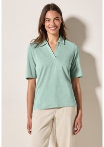 Cecil Damen Poloshirtice sage grün, casual, Gr. XS, unifarben, Jersey, Obermaterial: 55% Polyester, 45% Viskose, Shirts, in Leinen-Optik
