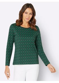 Classic Basics Damen Langarmshirt "Langarm-Shirt", grün, Gr. 50, gemustert, bedruckt, mehrfarbig, 100% Baumwolle, Shirts