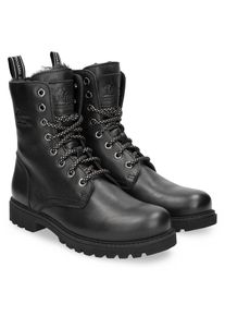 Panama Jack Damen Schnürboots "Frisia", Gr. 43, schwarz, Nappaleder, klassisch, Schuhe, Schnürboots, Stiefelette, Blockabsatz, mit Warmfutter