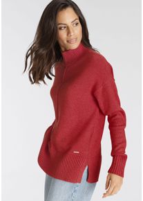 Laura Scott Damen Stehkragenpullover, rot, feminin, Gr. 38, unifarben, Strick, Obermaterial: 50% Viskose, 28% Polyester, 22% Polyamid, Pullover, mit