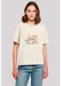 F4NT4STIC Damen T-Shirt "Blumen Osterhasen Ohren Dekor", weiß, casual, Gr. XS, Obermaterial: 100% Baumwolle, Shirts, Premium Qualität