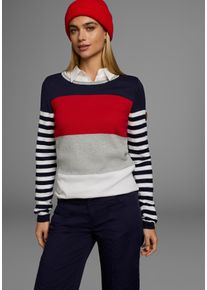 Kangaroos Damen Rundhalspullover, grau, casual, Gr. 36, gestreift, Feinstrick, Obermaterial: 60% Baumwolle, 40% Polyacryl, Pullover, in modischer