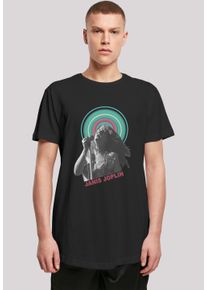 F4NT4STIC Herren T-Shirt "Long Cut T-Shirt 'Janis Joplin Halo Photo'", schwarz, casual, Gr. L, Obermaterial: 100% Baumwolle, Shirts, Herren,Premium