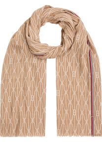 Tommy Hilfiger Damen Modeschal "ESSENTIAL FLAG SCARF", beige, casual, gemustert, mehrfarbig, Web, Kunstfaser, Modetücher