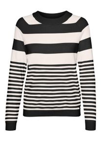 Véro Moda VERO MODA Damen Rundhalspullover "VMHAPPINESS LS RAGLAN PULLOVE GA BOO REP", schwarz, modisch, Gr. XS, gestreift, Strick, Obermaterial: 50% Viskose,