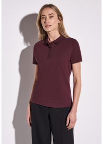 Street One Damen Poloshirt, rot, casual, Gr. 38, unifarben, Rippware, Obermaterial: 97% Baumwolle, 3% Elasthan, Shirts, mit Ripsstruktur