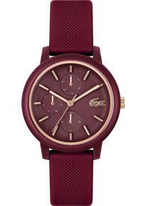 Lacoste Damen Multifunktionsuhr "Lacoste.12.12 LADIES MULTI", rot, Armbanduhren, Quarzuhr, Armbanduhr, Damenuhr, Datum, Silikonarmband