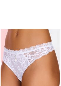 Lascana Damen String, Gr. 32, weiß, Spitze, Obermaterial: 50% Polyamid, 30% Polyester, 20% Elasthan, Unterhosen, aus edler Stickereispitze und