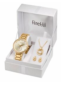Firetti Damen Quarzuhr, gold, Armbanduhren, Armbanduhr, Damenuhr, Glassteine, ideal auch als Geschenk