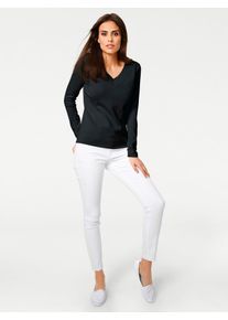 Heine Damen Strickpullover "V-Pullover", schwarz, Gr. 38, unifarben, 100% Baumwolle, Pullover