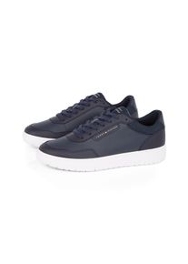 Tommy Hilfiger Herren Sneaker "TH BASKET CORE LTH PINPERF", Gr. 46, blau, Leder, Lederimitat, Textil, sportlich, Schuhe, Freizeitschuh, Halbschuh,