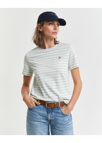 Gant Damen T-Shirt "REG STRIPED SHIELD SS T-SHIRT"faded mint, casual, Gr. XL, Single Jersey, Obermaterial: 100% Baumwolle, Shirts
