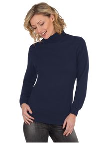 TRIGEMA Damen Rollkragenshirt "TRIGEMA Langarm Ski- und Sport-Rollkragenpullover", blau, Basic, Gr. L, 100% Baumwolle (Bio-Baumwolle kbA), Shirts