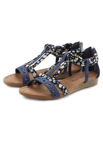 Lascana Damen Sandale "Sommerschuh", Gr. 35, blau, Obermaterial: 50% Lederimitat, 50% Textilmaterial. Futter: 100% Lederimitat. Decksohle: 100%