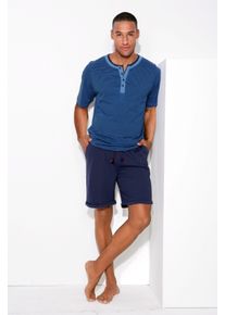 Herren Pyjama, AUTHENTIC LE JOGGER, Gr. 44, blau, Jersey, Obermaterial: 100% Baumwolle, gestreift, Basic, Homewear-Sets, Schlafanzug mit aufwendigem