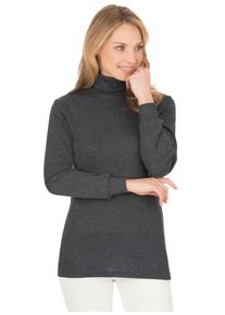 TRIGEMA Damen Rollkragenshirt "TRIGEMA Langarm Ski- und Sport-Rollkragenpullover", grau, Basic, Gr. L, 100% Baumwolle (Bio-Baumwolle kbA), Shirts