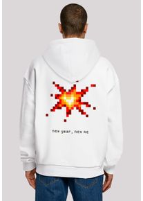 F4NT4STIC Herren Kapuzenpullover "SIlvester Party Happy People Only", weiß, casual, Gr. XS, Obermaterial: 100% Baumwolle, Pullover, Print