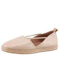 Tamaris Damen Espadrille, Gr. 37, gold, Ziegenveloursleder, leicht glänzend, modisch, Schuhe, Plateau, Sommerschuh, Flats, Schlupfschuh mit Touch