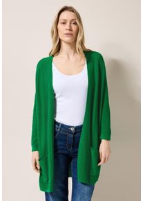 Cecil Damen Cardigan, grün, casual, Gr. XL, unifarben, Web, 50% Baumwolle, 50% Polyacryl, Strickjacken, mit 3/4 Ärmeln