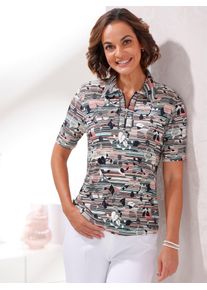 CLASSIC Damen Poloshirt "Shirt", blau, Gr. 42, gemustert, mehrfarbig, geblümt, 95% Viskose, 5% Elasthan, Shirts