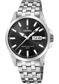 Festina Damen Quarzuhr, silber, Armbanduhren, Armbanduhr, Herrenuhr, Damenuhr, Lederarmband, Datum