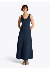 Tommy Hilfiger Damen Maxikleid "TEXTURED LINEN TANK MAXI DRESS", blau, casual, Gr. 32, unifarben, Jersey, Obermaterial: 53% Leinen, 47% Viskose,