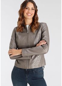 Mauritius Damen Lederjacke "GWZajla", grau, feminin, Gr. L, unifarben, Obermaterial: 100% Schafsleder. Futter: 100% Baumwolle. Ärmelfutter: 100%