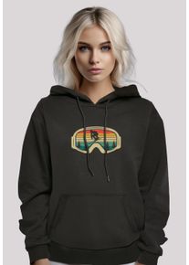 F4NT4STIC Damen Kapuzenpullover "Retro Skibrille Wintersport", schwarz, casual, Gr. XS, Obermaterial: 65% Baumwolle, 35% Polyester, Pullover, Premium