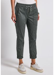 Street One Damen Stoffhosewither grün, casual, Gr. 44, unifarben, Web, 97% Baumwolle, 3% Elasthan, Hosen, Elastikbund mit Tunnelzug