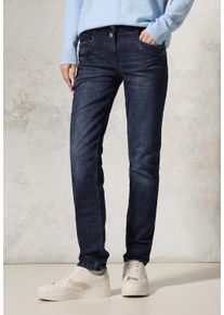 Cecil Damen Slim-fit-Jeans "Style Toronto", blau, casual, Gr. 32, unifarben, Denim/Jeans, Obermaterial: 67% Baumwolle, 31% Polyester, 2% Elasthan,