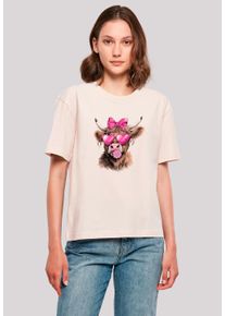 F4NT4STIC Damen T-Shirt "Highland Cow Valentinstag Sonnenbrille", pink, casual, Gr. L, Obermaterial: 100% Baumwolle, Shirts, Premium Qualität