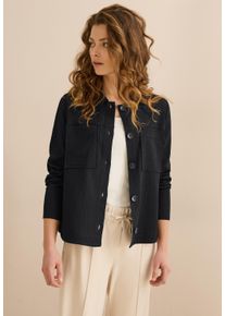 Cecil Damen Kurzjacke, schwarz, casual, Gr. XL, unifarben, Stoff, 55% Polyester, 44% Viskose, 1% Elasthan, Jacken, mit Brusttasche