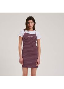 Santa Cruz Damen Trägerkleid "STRIP LOGO EMB DRESS", schwarz, sportlich, Gr. S, gestreift, kontrastfarbene Details, Feinstrick, Obermaterial: 100%