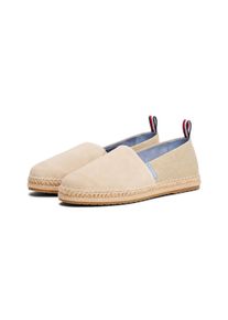 Tommy Hilfiger Herren Espadrille "HILFIGER FLEX MIX ESPADRILLE", Gr. 40, beige, Leder, Textil, Basic, Schuhe, Sommerschuh, Schlupfschuh, Slipper mit