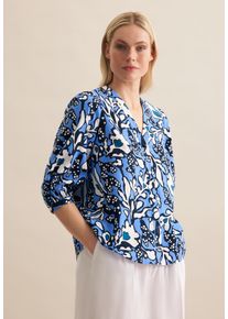 Seidensticker Damen Klassische Bluse "Schwarze Rose", blau, Gr. 48, gemustert, 65% Baumwolle 35% Leinen/Flachs, Blusen, Tunika Druck