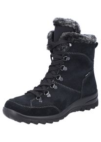 Rieker Damen Winterboots, Gr. 36, schwarz, Veloursleder, Textil, klassisch, Schuhe, Schnürboots, Stiefelette mit wasserabweisender RiekerTEX-Membran