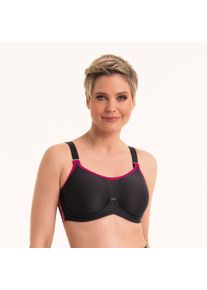 Anita active Damen Sport-BH "performance wireX", Gr. 85, schwarz, Stoff, Obermaterial: 55% Polyamid, 23% Polyester, 22% Elasthan, clean, matt, Mesh,