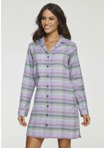 Vivance Dreams Damen Nachthemd, Gr. 32, lila, Flanell, Obermaterial: 100% Baumwolle, kariert, klassisch, Kleider, aus kuschelig weichem Flanell