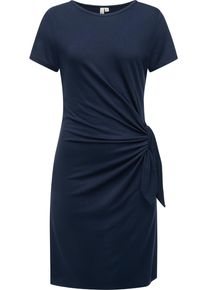 Ragwear Damen Shirtkleid "Knotta", blau, modisch, Gr. L, Material: 95% Viskose, 5% Elasthan, Kleider, Kurzarm Sommerkleid mit seitlichem Bindeband