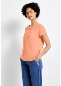 Street One Damen T-Shirt, orange, casual, Gr. 46, bedruckt, Web, Stoff, 50% Baumwolle, 50% Modal, Shirts, mit Rundhalsausschnitt