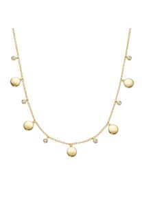 Smart Jewel Damen Collier "mit runden Plättchen und Zirkonia als Behang, Silber 925", 45cm, Silber 925 (Sterlingsilber), gold, Silber 925