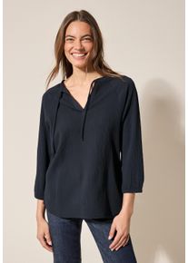 Cecil Damen Shirtbluse, blau, casual, Gr. M, unifarben, Stoff, 55% Polyester, 44% Viskose, 1% Elasthan, Blusen, mit 3/4 Ärmeln