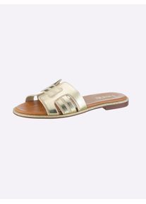 Heine Damen Pantolette, Gr. 37, gold, Leder, Rindsleder, Rindsleder, modisch, Schuhe